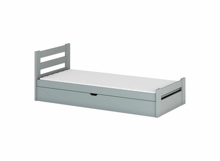 Noretti bed massief grenen 90x200 met opberglade grijs