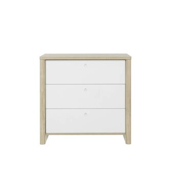 Matis commode 3 laden wit - naturel hout look