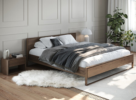 Alessano twijfelaar bed 140x200 massief eiken gerookt