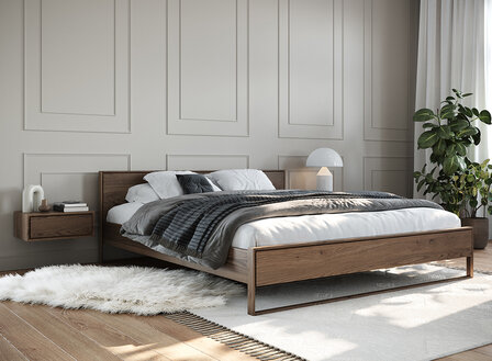 Alessano twijfelaar bed 140x200 massief eiken gerookt