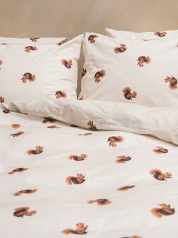 Snurk dekbedovertrek Squirrels beige 1 persoons 140x200/220