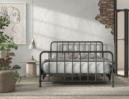 Bronxx metalen 2-persoons bed 160x200 zwart