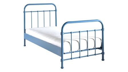 new york metalen bed blauw 90x200 met matras