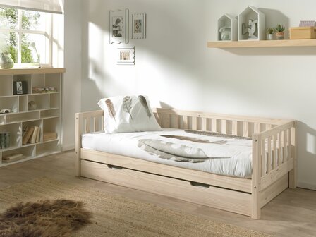 Fritz bedbank met lade  white wash