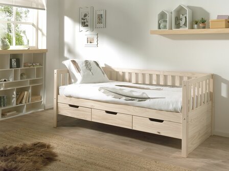 Fritz bedbank met 3 lade  white wash