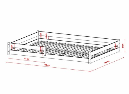 maten Andria 140x200 bed