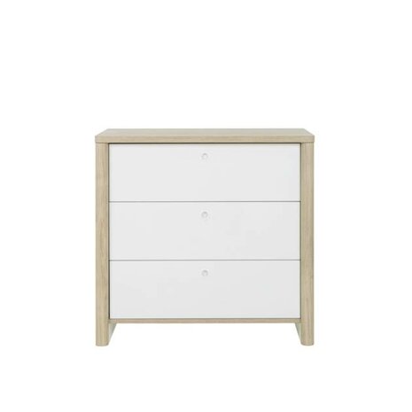 Matis commode 3 laden wit - naturel hout look