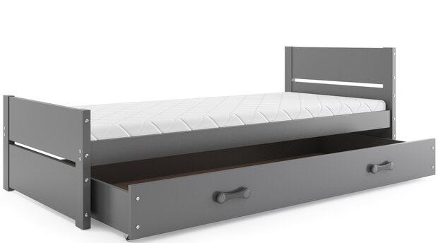 Inclusief bed, bodem, lade en matras 90x200x7