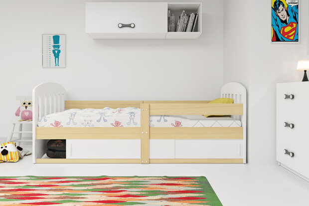 Cardi peuterbed 80x160 met schuifdeur grenen - mdf naturel *gratis matras