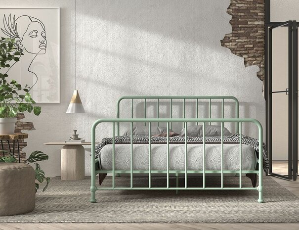 Bronxx metalen 2-persoons bed 160x200 olijf