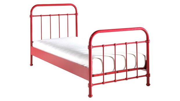 new york bed rood metaal 90x200 met matras