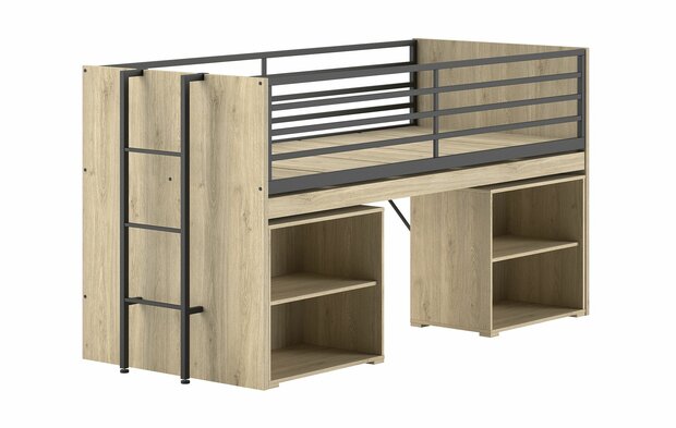 Sam halfhoogslaper met bureau en 2 open kastjes 90x200 eiken look