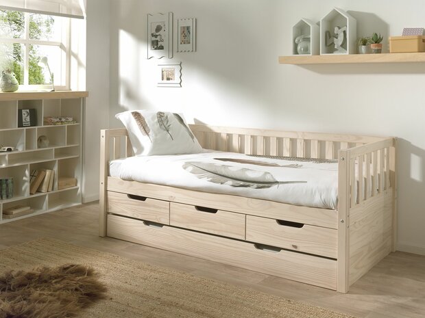 Fritz bedbank met 4 lade white wash