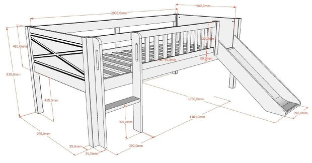 maten scott glijbaan bed