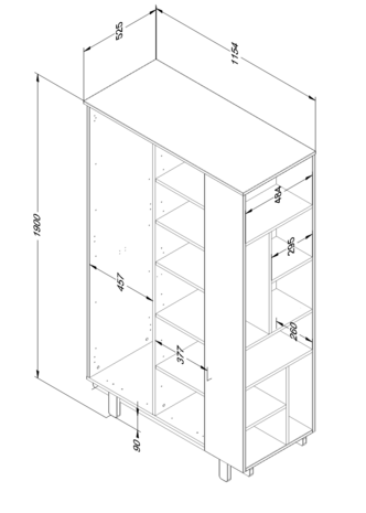 maten 2 deurs basic kast