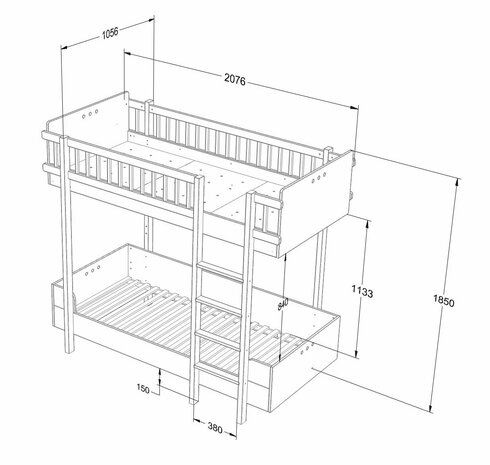 maten Basic stapelbed